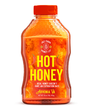 16oz Hot Honey infused with cayenne pepper, perfect for adding sweet and spicy flavor to any dish.